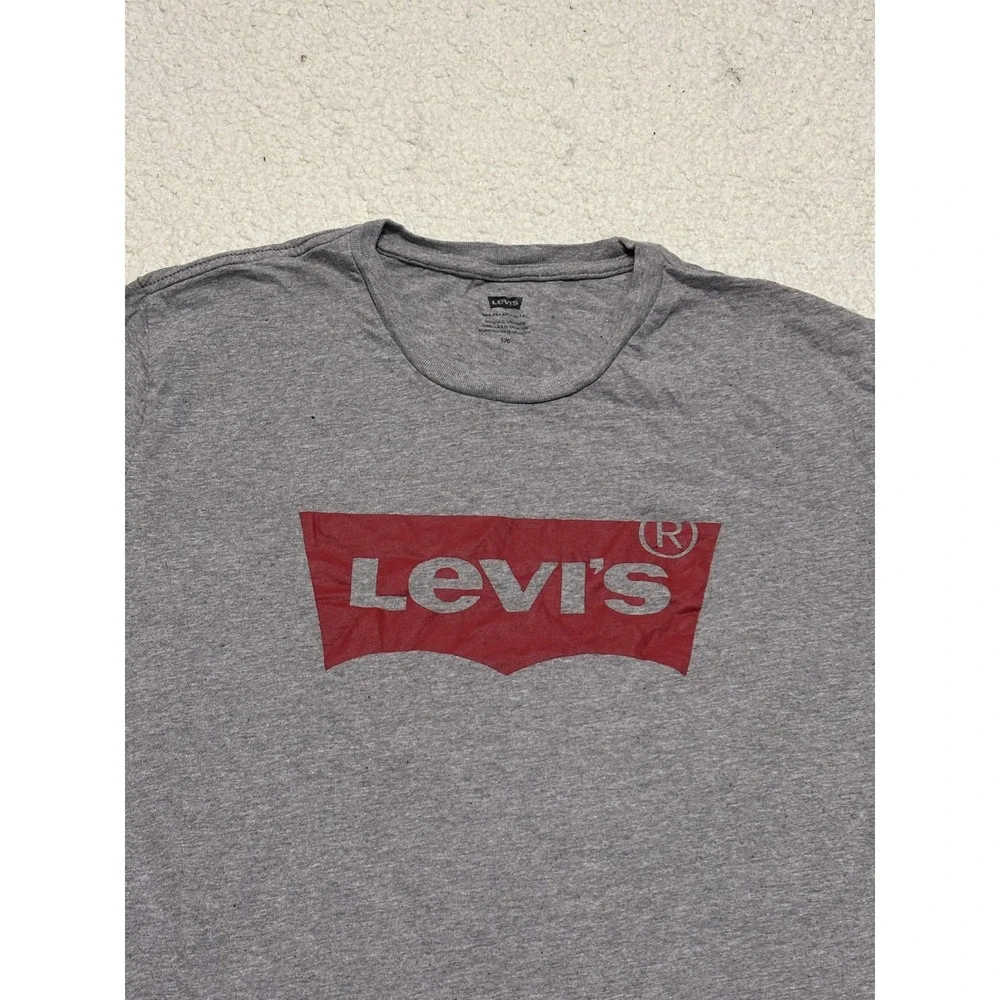 Levis Mens T-shirt Graphic Tee Gray Cotton Blend Batwing Logo 17783-0200 L